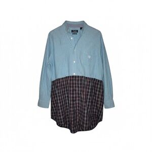 Upcycled Chaps Blue and Plaid Shirt/Duster